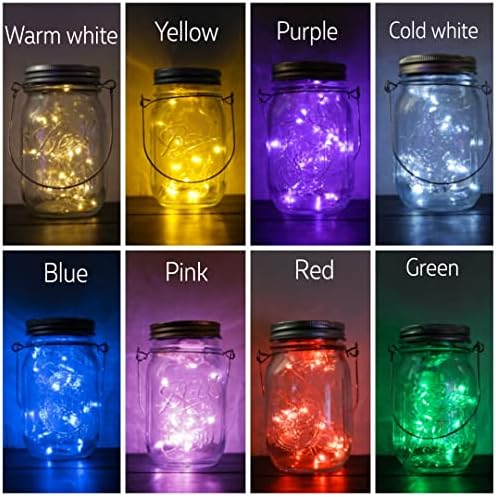 30LED Solar Mason Jar Lights, 8 Pack Jar Lid String Lights (No Jars), Waterproof Fairy Firefly Light for Garden, Patio, Outdoor, Yard, Lawn Decor(8 Colors) - Image 4