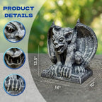 OLOMA Concrete Gargoyle Statue Handmade Outdoor Garden Decor Gothic Stone Monster Sculpture Fantasy Demon Cement Figurine Yard Patio Lawn Decoration Ornament Mythical Creature Gift - Image 7