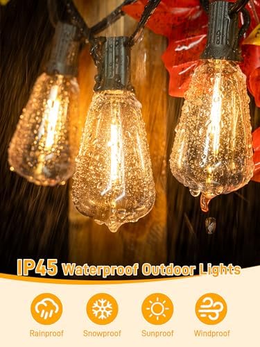 Outdoor String Lights Dimmable with Remote, 150 FT Outdoor Lights with 2 Timer and 3 Mode, Waterproof & Shatterproof Patio Lights, 2200K Energy Saving String Lights 4 Spare Bulbs for Patio Yard - Image 4