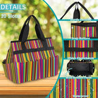 Mexican Stripes Garden Tool Bag, Garden Tote Storage Bag with 10 Pockets, Indoor and Outdoor Colorful Vertical Line Gardening Tool Organizer for Women Men - Image 5
