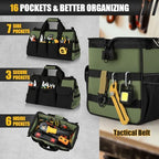 UUP 18" Large Tool Bag, Heavy Duty Spacious Carry Tool Box Organizer, Green - Image 3