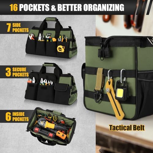 UUP 18" Large Tool Bag, Heavy Duty Spacious Carry Tool Box Organizer, Green - Image 3