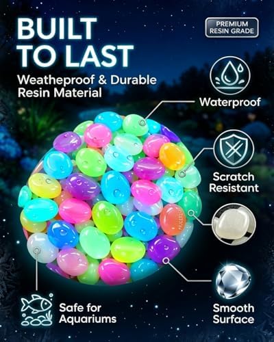 Colorful Glow in the Dark Garden Stones, Pebbles for Garden Outdoor Landscaping, Luminous Stepping Rocks for Walkway Driveway, Fish Tank Gardens Plant Pots Bonsai Path Decor(Orange,1000pcs) - Image 6