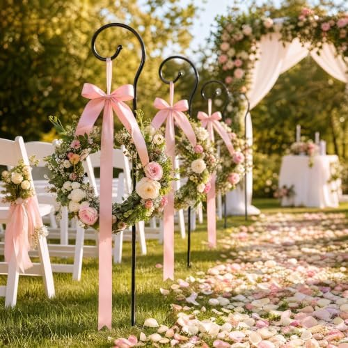 Hicarer 12 Pcs Shepherds Hooks for Outdoor 42 Inch 1/3 Bird Feeder Pole Rust Resistant Steel Shepard Hooks for Wedding Garden Bird Feeders Hanging Lanterns Solar Outdoor Lights - Image 6