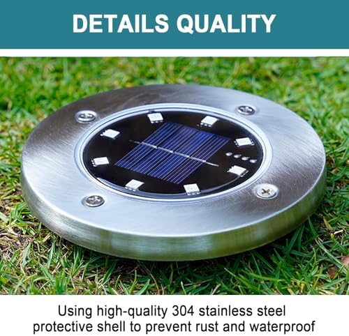 Color Changing Solar Ground Lights Outdoor, 4 Pack 8 LED Color Changing Solar Disk Lights Waterproof Garden In-ground Pathway Lights Landscape Lighting for Pathway Garden Yard Lawn Walkway Decor - Image 6