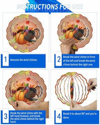 Fall Wind Spinners for Yard and Garden Harvest Orange Pumpkin Turkey Wind Spinner Autumn Maple Leaves 3D Metal Stainless Steel Wind Sculptures Outdoor Patio Fall Thanksgiving Hanging Decor 10 Inch - Image 5
