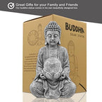 Nacome Meditating Buddha Statue with Solar Light,Zen Solar Garden Buddha with Cracked Glass Ball Sculpture-Indoor/Outdoor Decor for Balcony,Garden,Patio,Porch Yard Art Ornament,Gift - Image 4