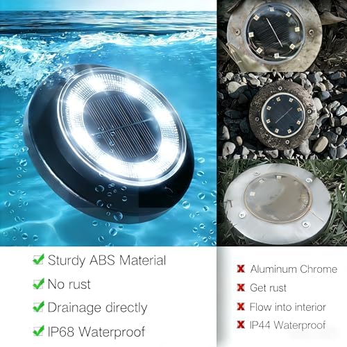 Solar Lights Outdoor Waterproof，Cool White 12 Pack 2-in-1 Ground Lights - Image 5