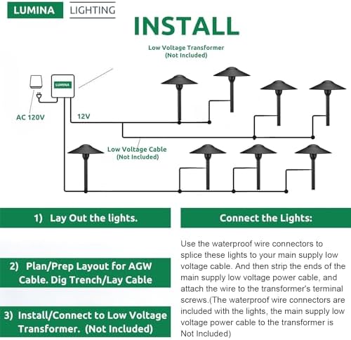 Lumina Lighting® 3W Landscape Lighting 12V Landscape Lights Low Voltage Landscape Path Lights Warm White Waterproof Outdoor Replaceable G4 LED Bulb for Garden Pathway Lawn Yard (Black, 2-Pack) - Image 7