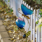 TERESA'S COLLECTIONS Garden Decor Blue Peacock with Solar Outdoor Lights, Glass Yard Art for Outside, Decorative Metal Stake Outdoor Decor for Lawn Decorations, Patio, Gifts for Mothers Day - Image 7
