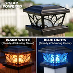 SIEDiNLAR Flickering Flame Solar Post Cap Lights 4 Modes 6 Pack (Black) - Image 2