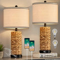 GyroVu Rattan Table Lamps Set of 2, Bedside Lamps for Bedroom Nightstand by WelcomeGyroVu