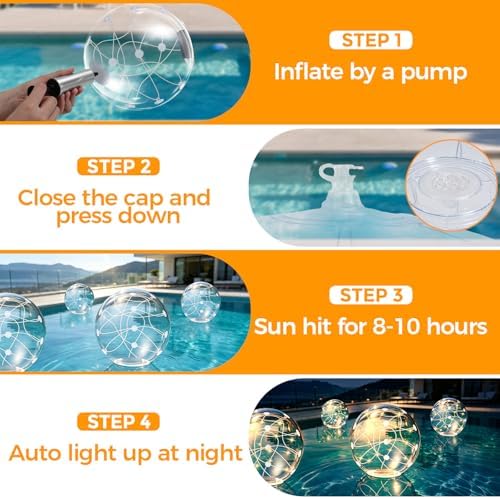 Solar Floating Pool Lights 2 Pack, 14 Inch Inflatable Glow Balls with 3000K Warm White LED, IP68 Waterproof Solar Powered Floating Lights for Pool, Garden, Patio, Christmas Outdoor Decorations - Image 5