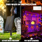 iBaycon 42FT 15 LED Solar Flame Halloween String Lights, Warm White+Purple - Image 6