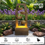 37.6'' Outdoor 4-Bowl Rock Water Fountain with Lights and Pump,Multi Tier Cascading Waterfall Resin Garden Fountain,Floor Standing Waterfall Feature for Patio Yard Porch Landscape - Image 5