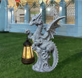 JORAE Dragon Statue with Solar Lantern Outdoor Figurine Home Decor 9.5" H by JORAE