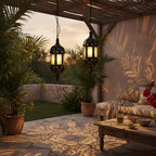2Pcs Moroccan Lantern, Hollow Vintage Hanging Candle Lantern Metal Ramadan Decorations for Home Indoor Outdoor - Image 6