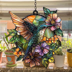 Flowers and Hummingbird Acrylic Suncatcher - Image 4