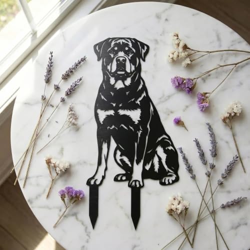 Dog Metal Garden Stake - Weatherproof Dog Silhouette Yard Art, Decorative Outdoor Sign for Lawn & Patio, Heartfelt Gift for Soft Rottweiler Lovers(Jump,14") - Image 4
