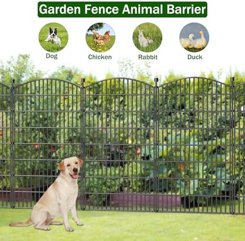 No Dig Decorative Garden Fence 10 Panels, 48 in (H) x 22.6 ft (L), Dog Fence Outdoor for Yard, Rustproof Metal Animal Barrier Ground Stakes Fencing for Garden, Patio, Flower Bed - Image 4