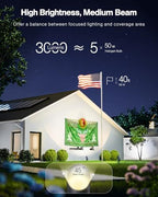 HIBOITEC 1 Pack 30W Outdoor LED Spot Lights 120V Plug in Flag Pole Light 3000LM 3000K Warm White Waterproof Landscape Spotlight for Yard Garden Tree Statue, 5.9 FT Cord with Plug - Image 2