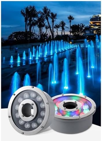 LED Ring Fountain Light - Submersible Underwater Pond Lights, IP68 Waterproof Stainless Steel Colored Spotlight, AC12V-24V Middle Hole Pool Lights, For Fountains/Landscape Illumination(12W(ac12v)) - Image 6