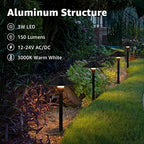 SUNVIE 3W Low Voltage Pathway Lights, 3000K Classic LED Aluminum 2-Pack - Image 3