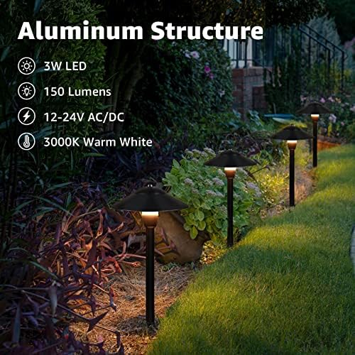 SUNVIE 3W Low Voltage Pathway Lights, 3000K Classic LED Aluminum 2-Pack - Image 3