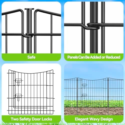 INJOPEXI Garden Fence 12 Panels 23.6ft(L)×24in(H) Decorative Garden Fences with 11 Panels + 1 Gate, Rustproof Metal Wire Temporary No Dig Rabbit Animal Barrier Fencing Dog Fence for Yard Patio Outdoor - Image 6