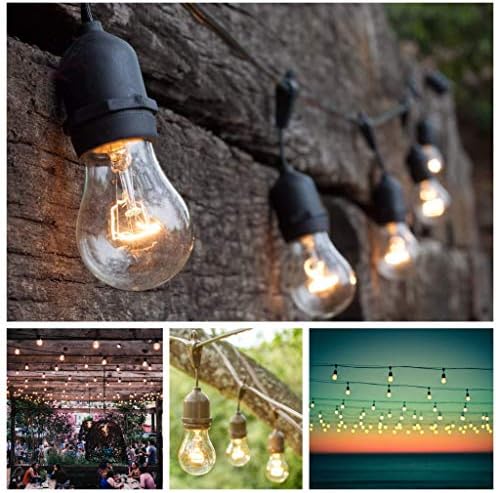 S14 Clear Light Bulbs with E26 Commercial Suspender Light String, 100 Foot - Image 4