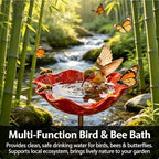 Dots Bee Blossoms for Water, 2PCS Poppy Bird Bath Stake, Outdoor Pollinator Handmade Metal Flower Garden Stake, Mini Bird Bath & Bee Watering Station for Outdoor Garden Courtyard Decor (Pink) - Image 4