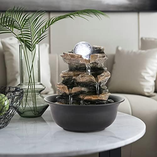 WICHEMI Indoor Water Fountain Tabletop Fountain Stacked Rock with LED Light - Image 2