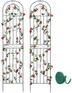 2 Pack 86.7" H x 19.7" W Metal Garden Trellis with Black Coating, Wire Lattice Grid Panel for Climbing Plants Outdoor Roses Vine Cucumbers Vegetables Flower Support (86.7" H, 2 Pack) by Macteyia