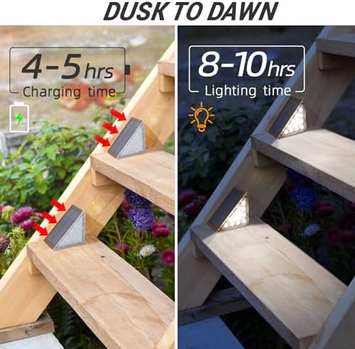 NIORSUN Solar Stair Lights,Cool White Outdoor Step Lights IP67 Waterproof Auto On Off, Outdoor Stair Lights for Steps,Stair,Patio,Yard,Porch,Front Door,Sidewalk,Deck Decor（Brown, 16 Pack） - Image 2