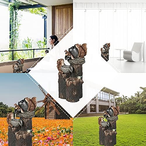 HIHELO Indoor Tabletop Waterfall Fountain Tabletop Fountain,Outdoor Garden Decor Water Fountain Resin Ornaments with LED Lights Animal Statue for Home Garden Decoration Meditation Fountain - Image 5