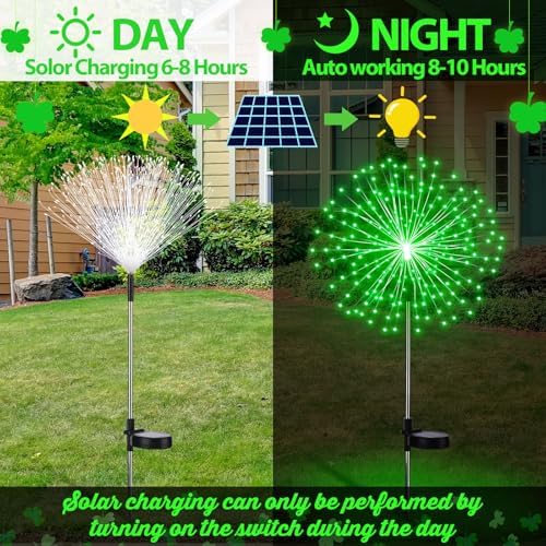 Tujoe 6 Pcs Halloween Solar Firework Stake Lights 180 LED 8 Modes - Image 3
