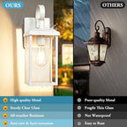 BesLowe 2-Pack 15” Outdoor Wall Light Fixtures, Modern Porch Sconces, White - Image 3