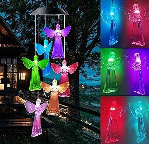 Hummingbird Solar Wind Chimes for Outside - Color Changing LED Outdoor Solar Lights Waterproof Windchimes, Home Garden Patio Yard Porch Decoration (Angel) by WCLC