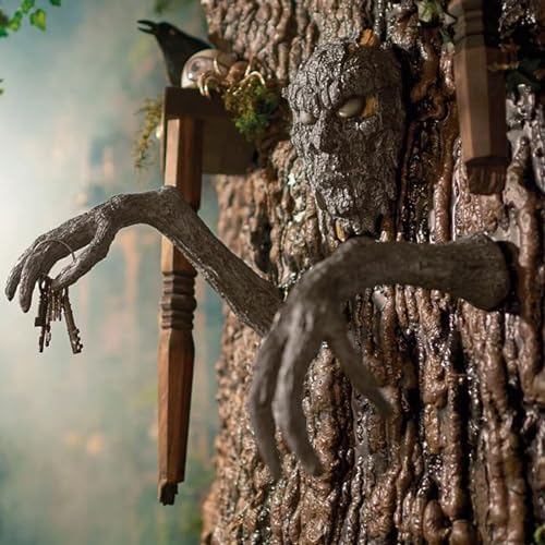 New Halloween Decoration Tree Bark Monster Yard Decor, Halloweens Face Props, Bark Face Tree Person Decoration for Halloween, Outdoor Scary Spooky Facial Hanging Ornament (Brown) - Image 4