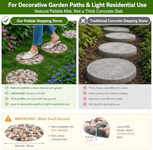 6 PCS River Rock Stepping Stones Outdoor, 12 Inch Diameter Round Pavers Pebbles Polished Gravel for Garden Walkway - Image 6
