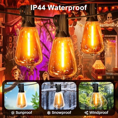 4Pack Orange Halloween ST38 LED String Lights, 26FT Strand with 12+1 Shatterproof Edison Bulbs, UL Waterproof Connectable Outdoor Hanging Patio Lights for Backyard Porch Bistro Christmas Party Decor - Image 4