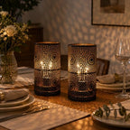 JHY DESIGN Set of 2 Black Table Metal lamp Battery Powered Cordless Accent Light with Warm White Fairy Lights Bulb Battery Operated Great for Weddings Parties Patio Events for Indoors Outdoors - Image 5
