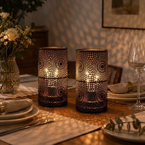 JHY DESIGN Set of 2 Black Table Metal lamp Battery Powered Cordless Accent Light with Warm White Fairy Lights Bulb Battery Operated Great for Weddings Parties Patio Events for Indoors Outdoors - Image 5