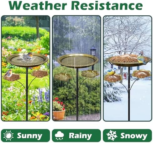 Bird Bath for Outside,Birdbaths with 2 Detachable Flower Feeders - Image 7