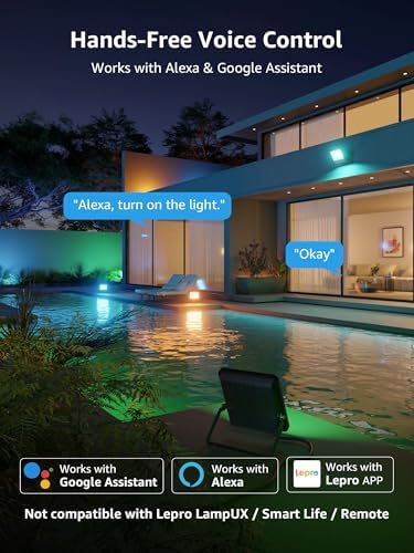 Lepro F2 AI Flood Lights Outdoor, 30W LED Smart Landscape Lighting with APP Control, IP65 Waterproof, 2700LM RGBW Color Changing, 2700K Warm White & 16M Colors, 2 Packs - Image 7