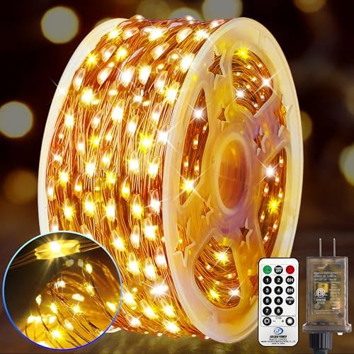 KNONEW 532FT 1600LED Outdoor Fairy Lights Plug in Warm White Xmas Decor by KNONEW