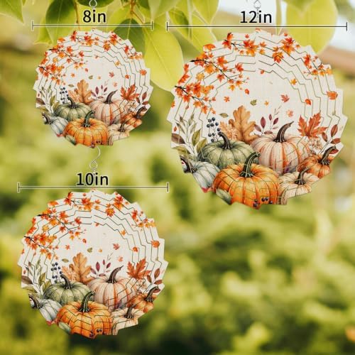 10 Inch Fall Pumpkin Wind Spinner for Yard and Garden, Thanksgiving Maple Leaf Tree Rustic Hanging Ornaments Outdoor 3D Kinetic Wind Sculpture Spinners Indoor Outdoor Patio Décor Ornaments Gift - Image 3