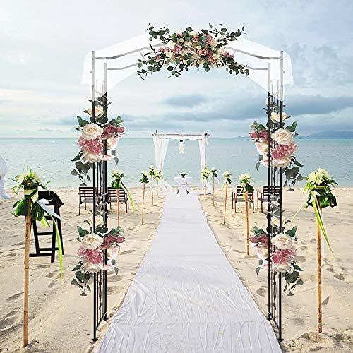 Garden Arbor with Side Garden Trellis, 7.5FT Metal Garden Arch for Climbing Plants Outdoor, Black Archway for Lawn, Patio and Backyard, Wedding Arches for Ceremony, Includes Ground Stakes - Image 2