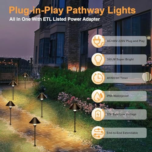 Low Voltage Pathway Lights with Transformer, 4H/6H/8H Cycle Timer - Image 2