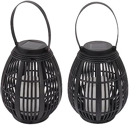 Keenso Solar Garden Lantern, Outdoor LED Hanging Lamp, Decorative Rattan Lantern for Lawn, Patio, Energy Saving Solar Energy, ABS Material - Image 2